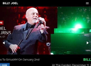 How billyjoel.com looks like on a tablet such as an iPad.