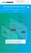 How bimobject.com looks like on a mobile device such as an iPhone.