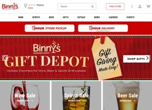 How binnys.com looks like on a tablet such as an iPad.