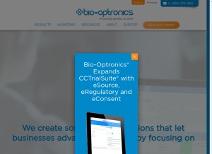 How bio-optronics.com looks like on a tablet such as an iPad.