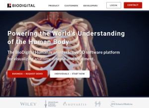 How biodigital.com looks like on a tablet such as an iPad.