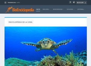 How bioenciclopedia.com looks like on a tablet such as an iPad.