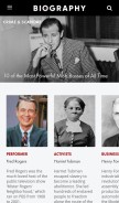 How biography.com looks like on a mobile device such as an iPhone.
