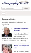 How biographyonline.net looks like on a mobile device such as an iPhone.