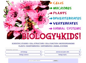 How biology4kids.com looks like on a tablet such as an iPad.