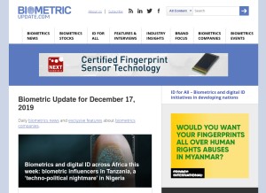 How biometricupdate.com looks like on a tablet such as an iPad.