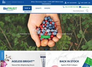 How biotrust.com looks like on a tablet such as an iPad.