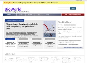 How bioworld.com looks like on a tablet such as an iPad.