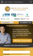 How birchgold.com looks like on a mobile device such as an iPhone.