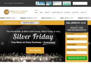 How birchgold.com looks like on a tablet such as an iPad.