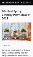 How birthdaypartyideas.net looks like on a mobile device such as an iPhone.