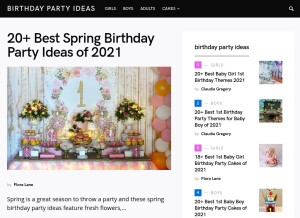 How birthdaypartyideas.net looks like on a tablet such as an iPad.