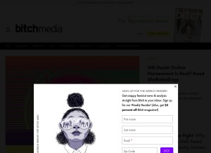 How bitchmedia.org looks like on a tablet such as an iPad.