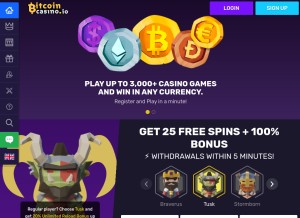 How bitcoincasino.io looks like on a tablet such as an iPad.