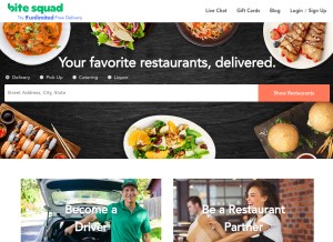 How bitesquad.com looks like on a tablet such as an iPad.