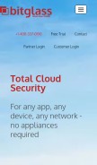 How bitglass.com looks like on a mobile device such as an iPhone.