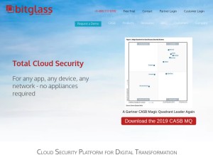 How bitglass.com looks like on a tablet such as an iPad.