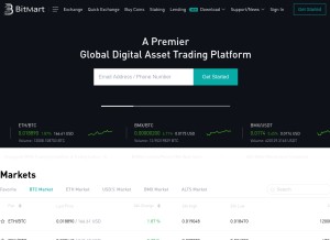 How bitmart.com looks like on a tablet such as an iPad.
