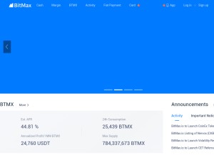 How bitmax.io looks like on a tablet such as an iPad.