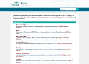 How bitpipe.com looks like on a tablet such as an iPad.