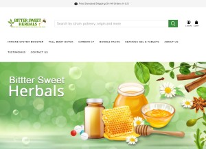 How bittersweetherbals.com looks like on a tablet such as an iPad.