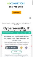 How bizconnectors.com looks like on a mobile device such as an iPhone.