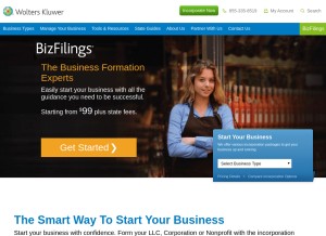 How bizfilings.com looks like on a tablet such as an iPad.