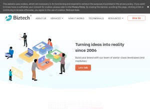How biztechcs.com looks like on a tablet such as an iPad.