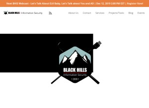 How blackhillsinfosec.com looks like on a tablet such as an iPad.