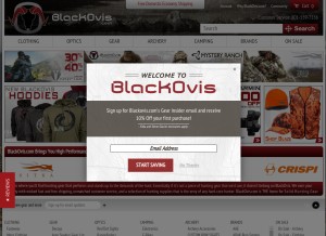 How blackovis.com looks like on a tablet such as an iPad.
