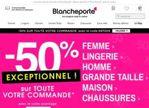 How blancheporte.fr looks like on a tablet such as an iPad.
