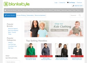 How blankstyle.com looks like on a tablet such as an iPad.