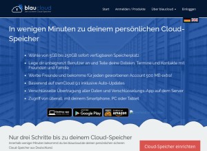 How blaucloud.de looks like on a tablet such as an iPad.
