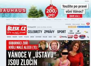 How blesk.cz looks like on a tablet such as an iPad.