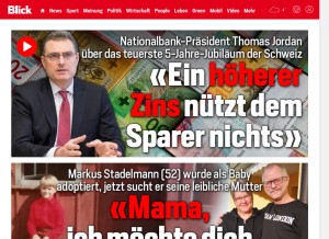 How blick.ch looks like on a tablet such as an iPad.