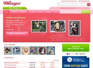 How blingee.com looks like on a tablet such as an iPad.