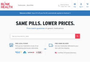 How blinkhealth.com looks like on a tablet such as an iPad.