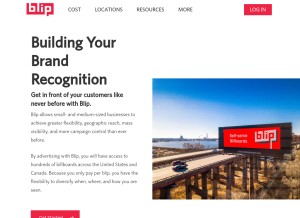How blipbillboards.com looks like on a tablet such as an iPad.