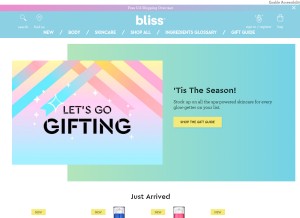 How blissworld.com looks like on a tablet such as an iPad.