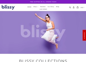 How blissy.com looks like on a tablet such as an iPad.
