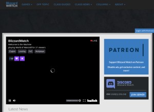 How blizzardwatch.com looks like on a tablet such as an iPad.