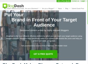 How blogdash.com looks like on a tablet such as an iPad.
