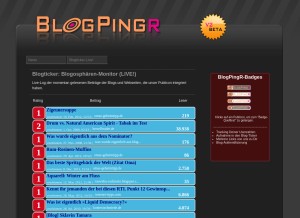 How blogpingr.de looks like on a tablet such as an iPad.