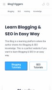 How blogtriggers.com looks like on a mobile device such as an iPhone.