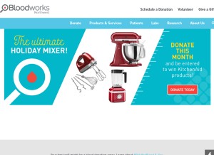 How bloodworksnw.org looks like on a tablet such as an iPad.