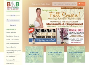 How bloomsandbranches.com looks like on a tablet such as an iPad.