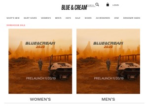 How blueandcream.com looks like on a tablet such as an iPad.