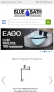 How bluebath.com looks like on a mobile device such as an iPhone.