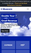 How bluecore.com looks like on a mobile device such as an iPhone.