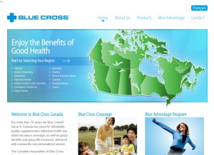 How bluecross.ca looks like on a tablet such as an iPad.